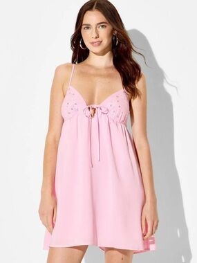 Embellished Mini Babydoll Dress